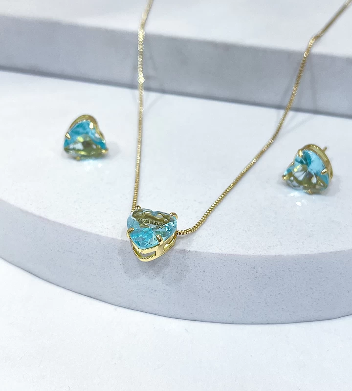 Colar Feminino Veneziana com Pedra Acqua