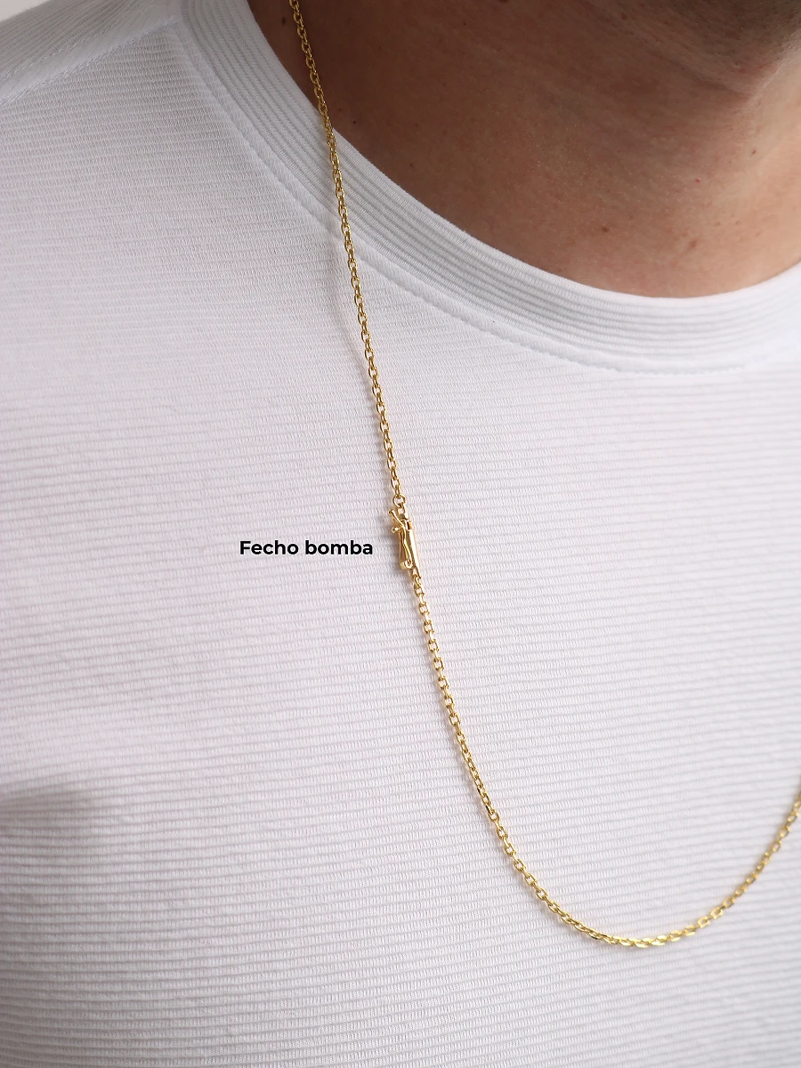 Corrente Cadeado 2mm 10,3g + NSRa Quadradado Manto Azul Cravejado