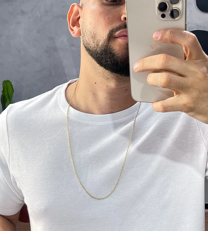 Corrente Cadeado 2mm 10,3g + NSRa Quadradado Manto Azul Cravejado