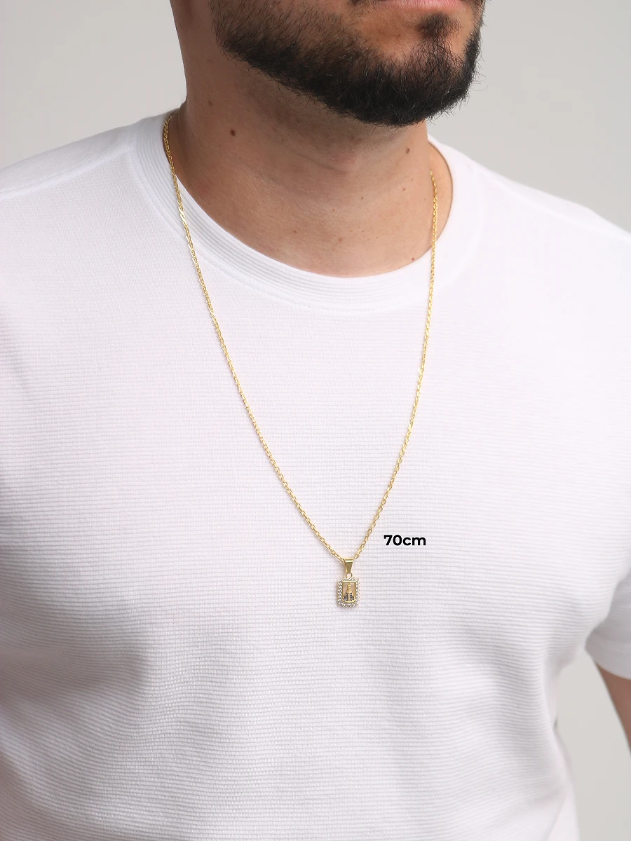 Corrente Cadeado 2mm 10,3g + NSRa Quadradado Manto Azul Cravejado