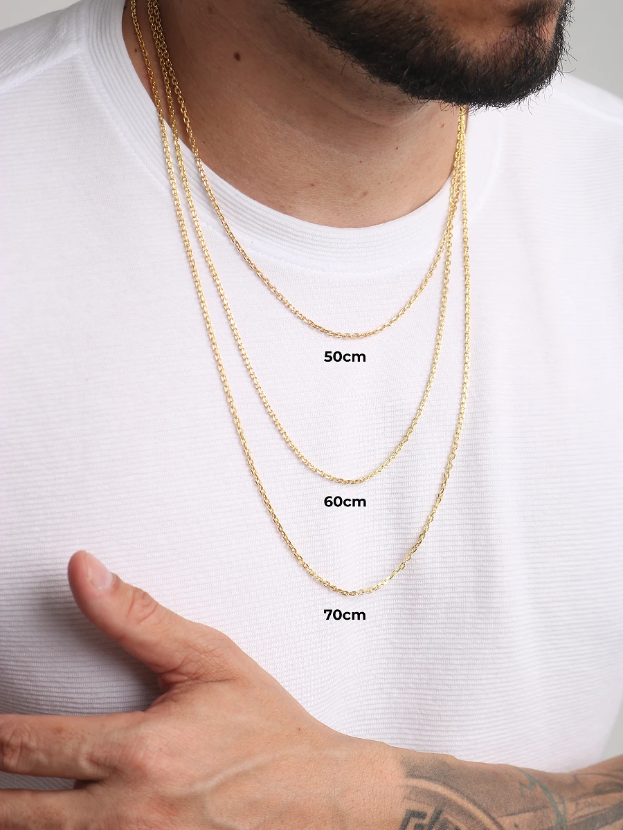 Corrente Cadeado 2mm 10,3g + NSRa Quadradado Manto Azul Cravejado