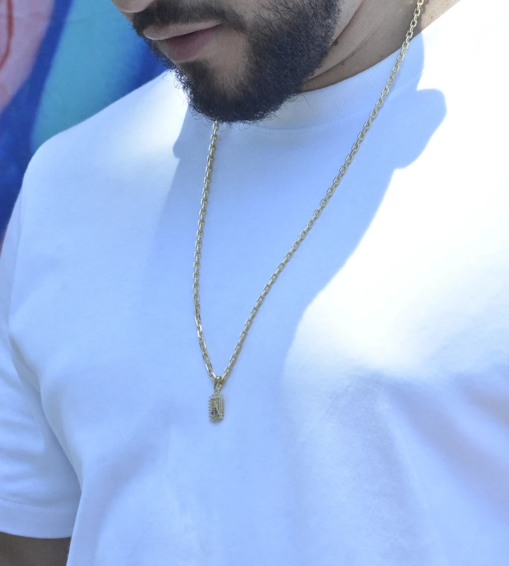 Corrente Cadeado 3,5mm 16,3g + NSRa Quadradado Manto Azul Cravejado