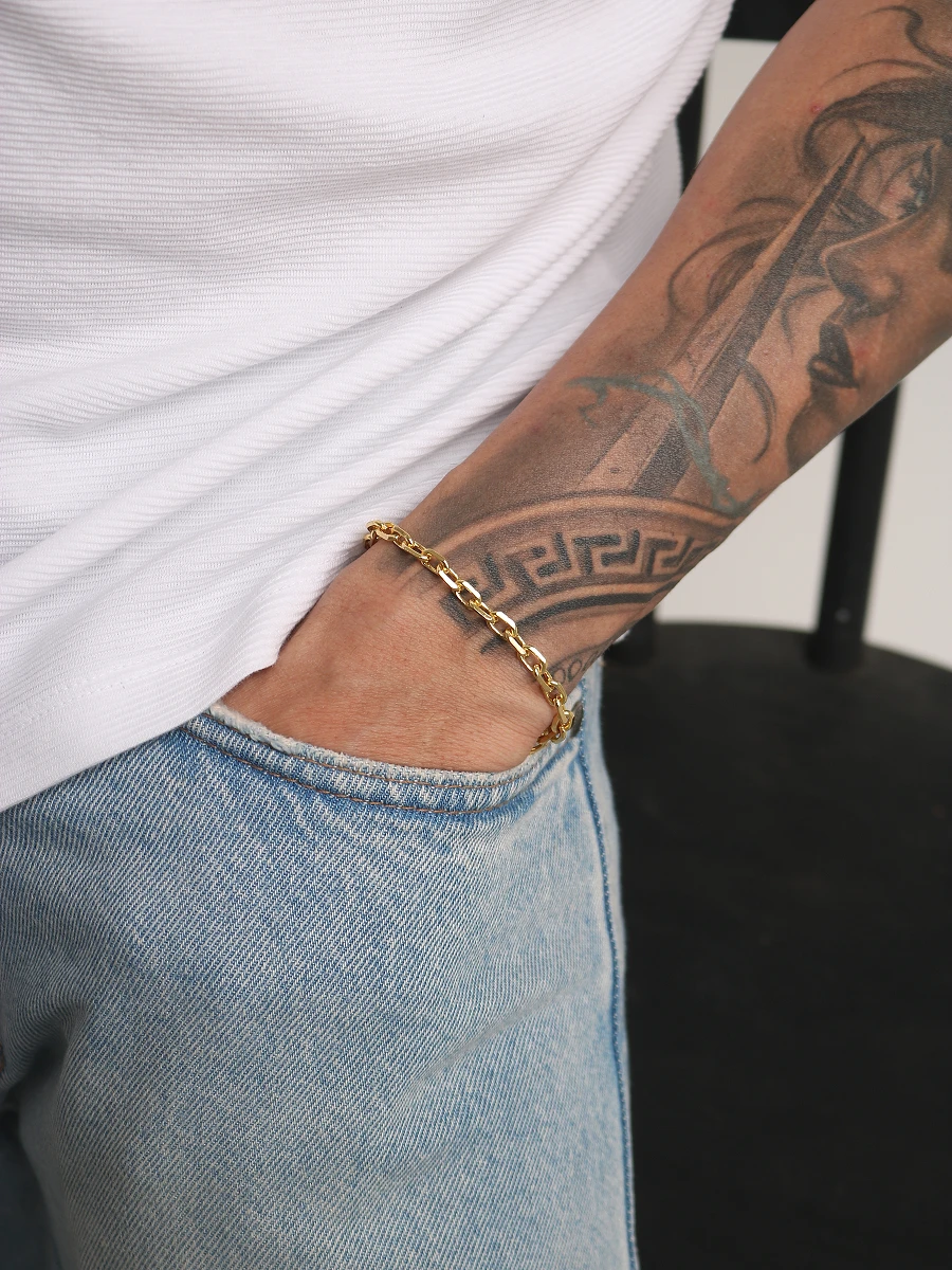 Corrente Cadeado 5mm 38,8g e Pulseira Cadeado 5mm + NSRa Quadradado Manto Azul Cravejado G