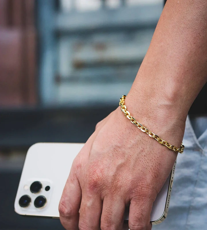 Corrente Cadeado 5mm 38,8g e Pulseira Cadeado 5mm + NSRa Quadradado Manto Azul Cravejado G