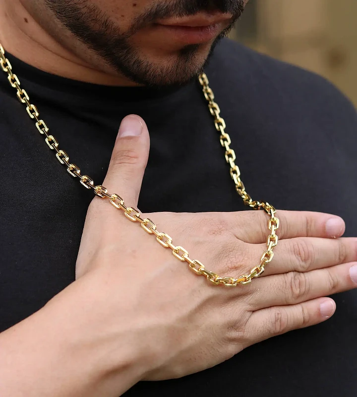 Corrente Cadeado 5mm 38,8g e Pulseira Cadeado 5mm + NSRa Quadradado Manto Azul Cravejado G