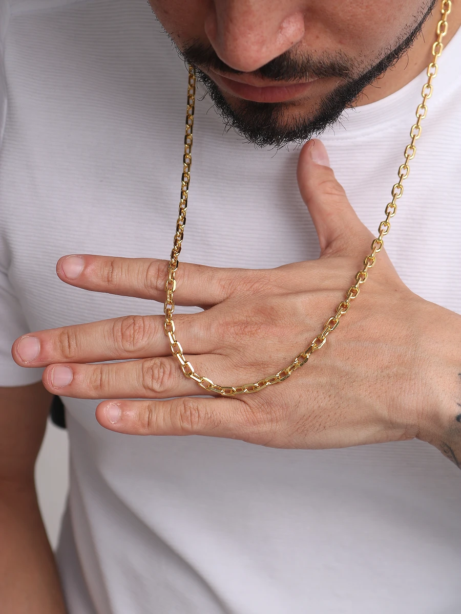 Corrente Cadeado 5mm 38,8g Fecho Bomba + São Jorge Auto Relevo 3,8x2cm 4g