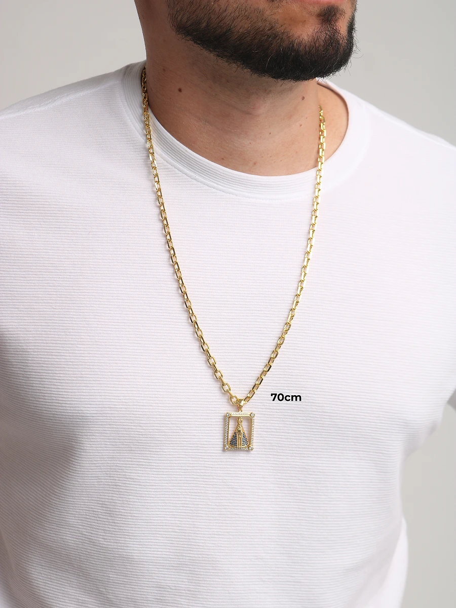 Corrente Cadeado 5mm 38,8g + NSRa Quadradado Manto Azul Cravejado G