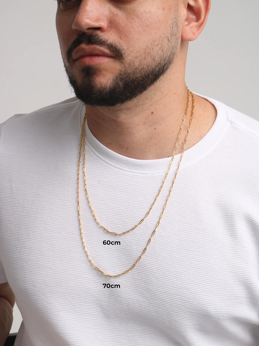 Corrente e Pulseira Cadeado Alongado 3mm + Nossa Senhora Oval