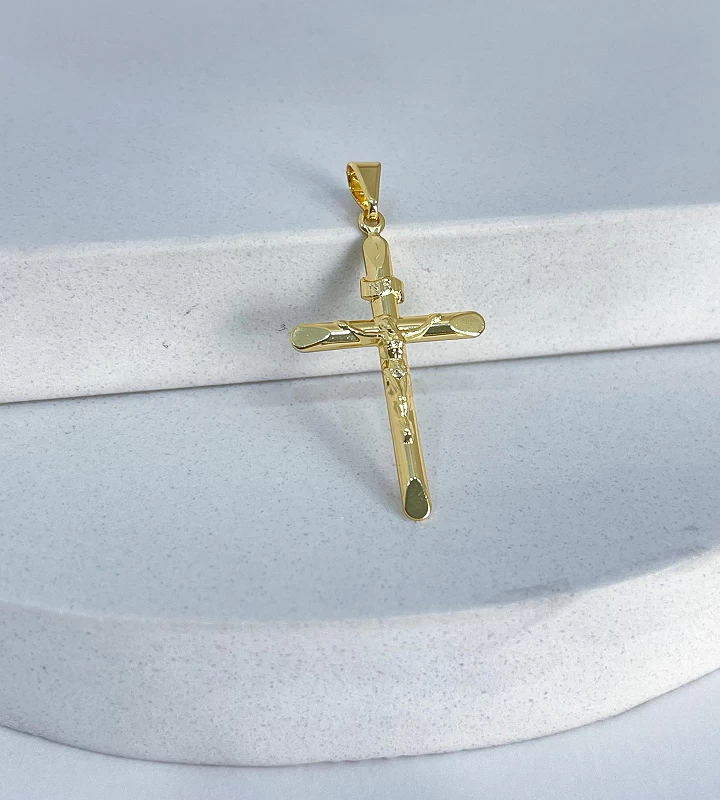 Pingente Crucifixo Estampado Com Cristo 3,2cm 1g